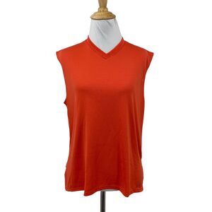 Brooks Tank Top Womens M Medium Red Coolmax Sleeveless Performance High Neck